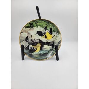 GOLDFINCH "BATHING IN POND" collector plate ANTHONY RUDISILL Birds Countryside